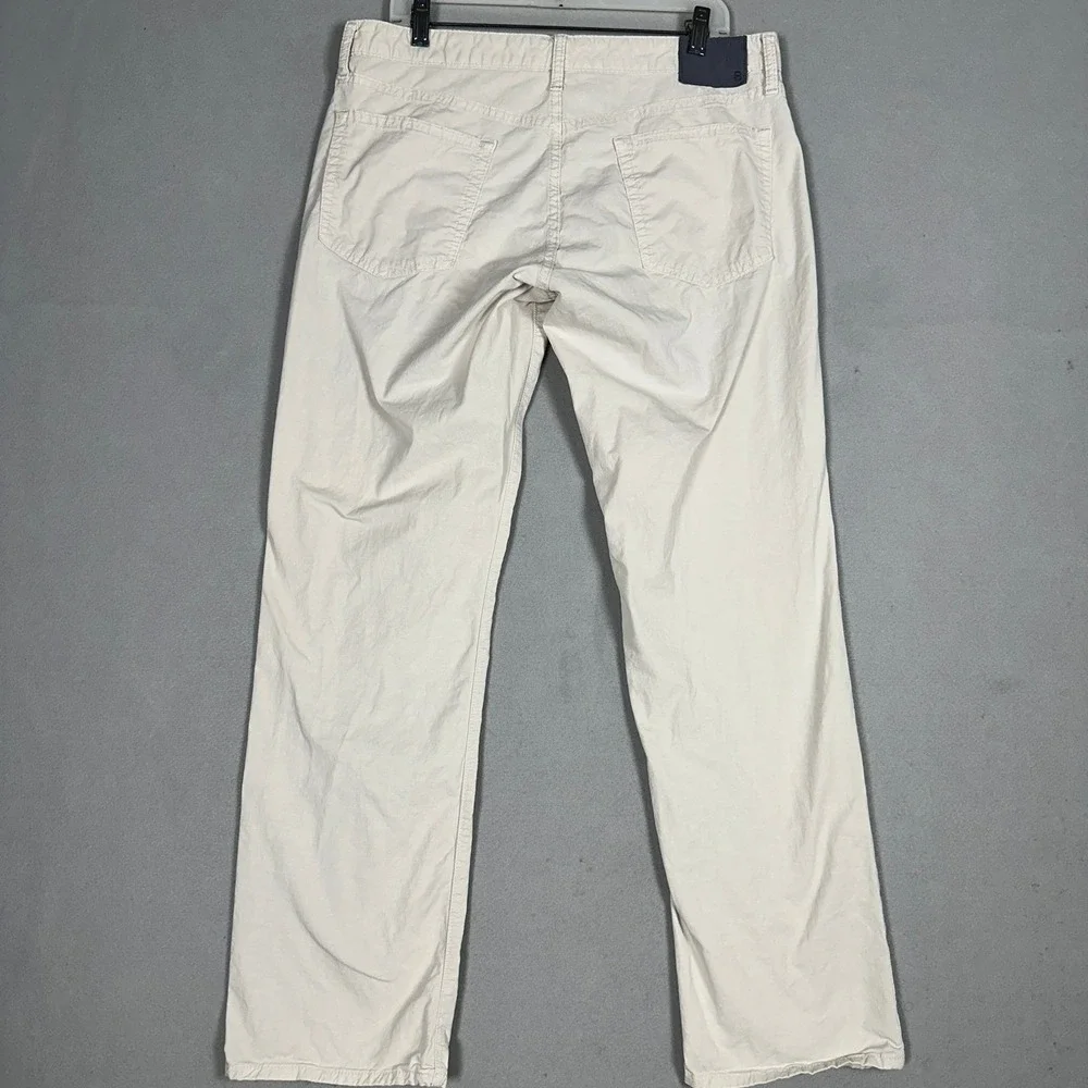 Bonobos Pant Mens 35x32 Straight Leg Cotton Linen Blend Off White Stone Jean Cut